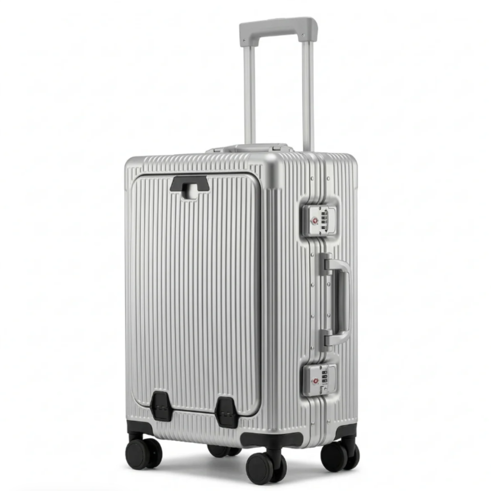 Valise Cabine Aluminium avec Ouverture Frontale et Port USB