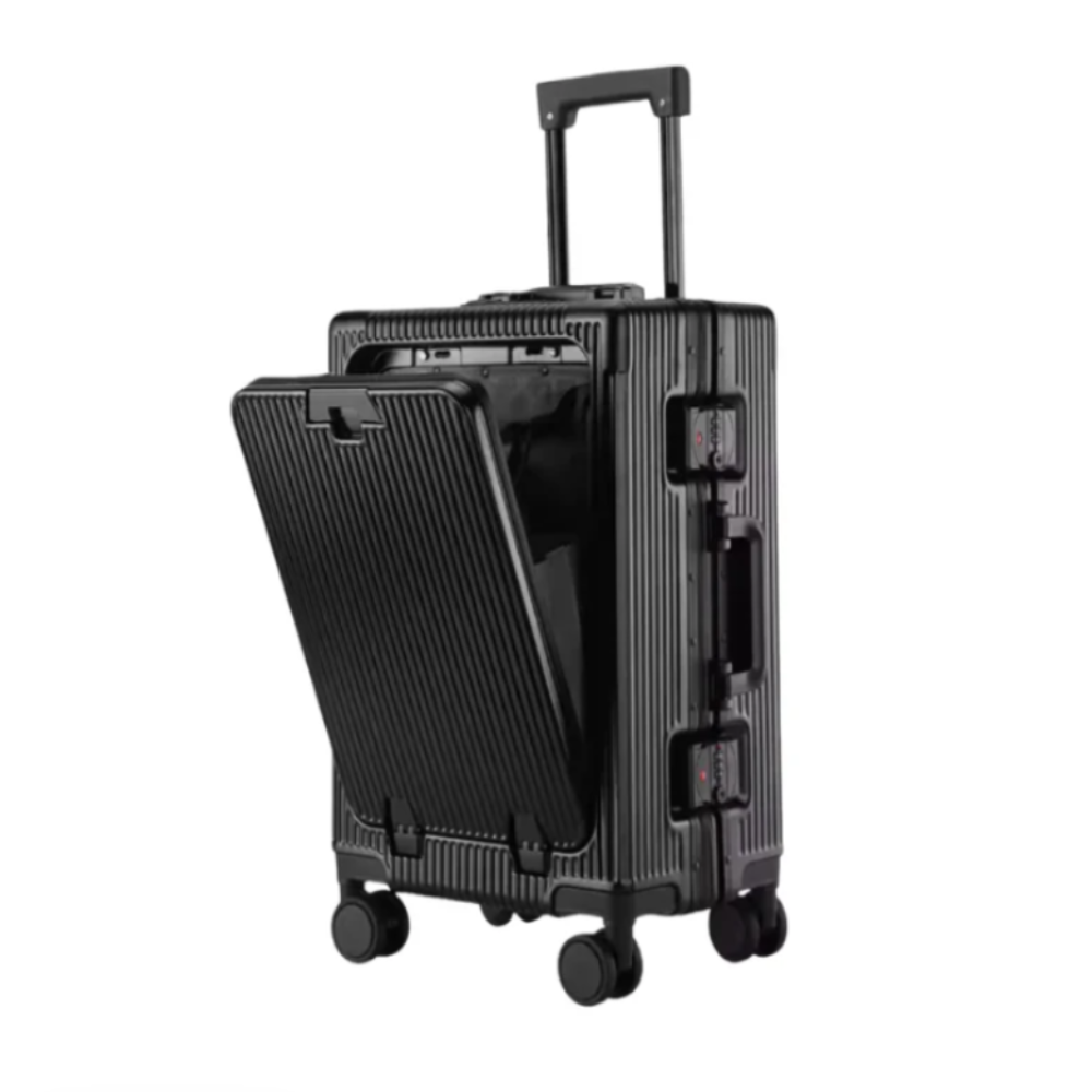 Valise Cabine Aluminium avec Ouverture Frontale et Port USB