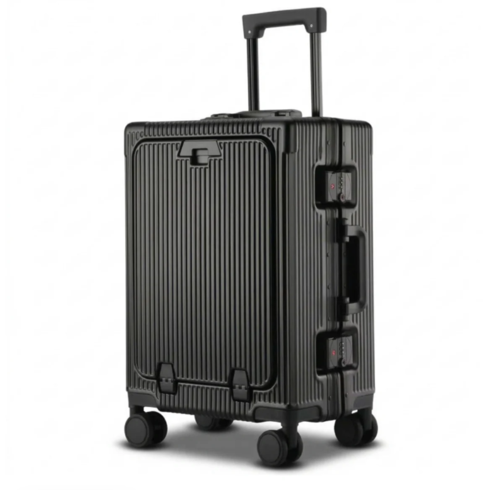 Valise Cabine Aluminium avec Ouverture Frontale et Port USB