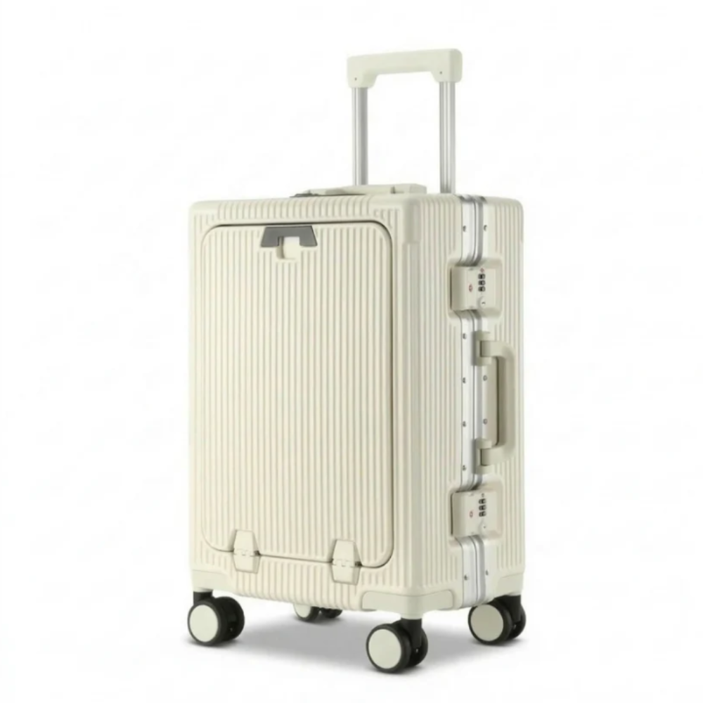 Valise Cabine Aluminium avec Ouverture Frontale et Port USB